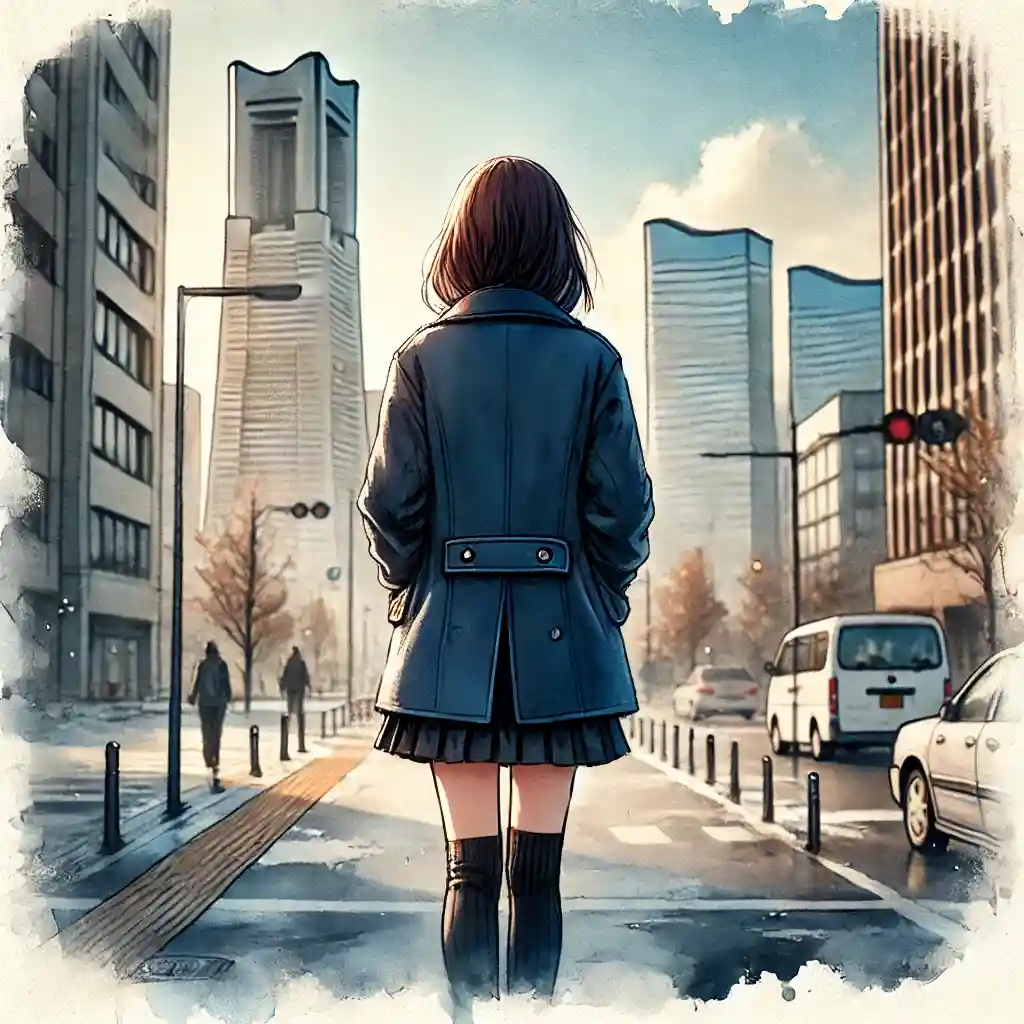 別れのイメージ 去っていく女子