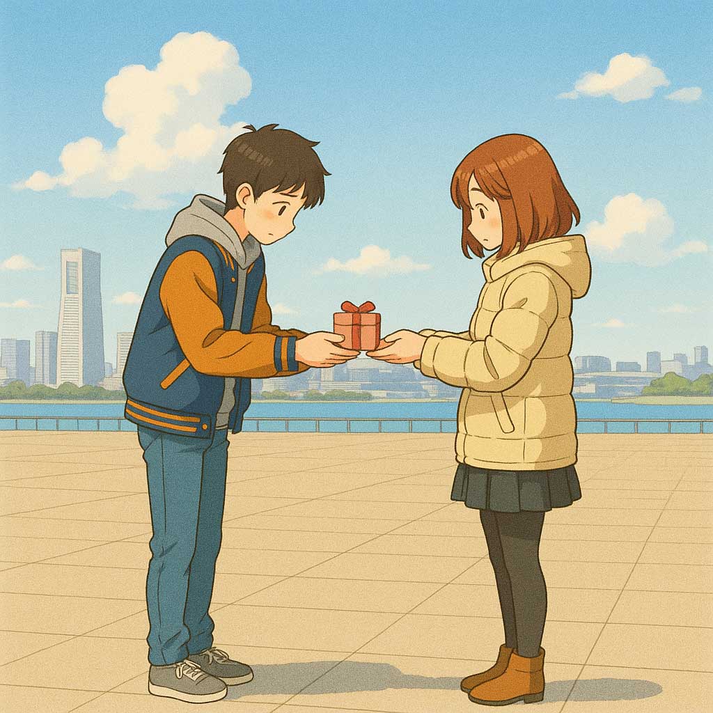 金平糖を渡す男子