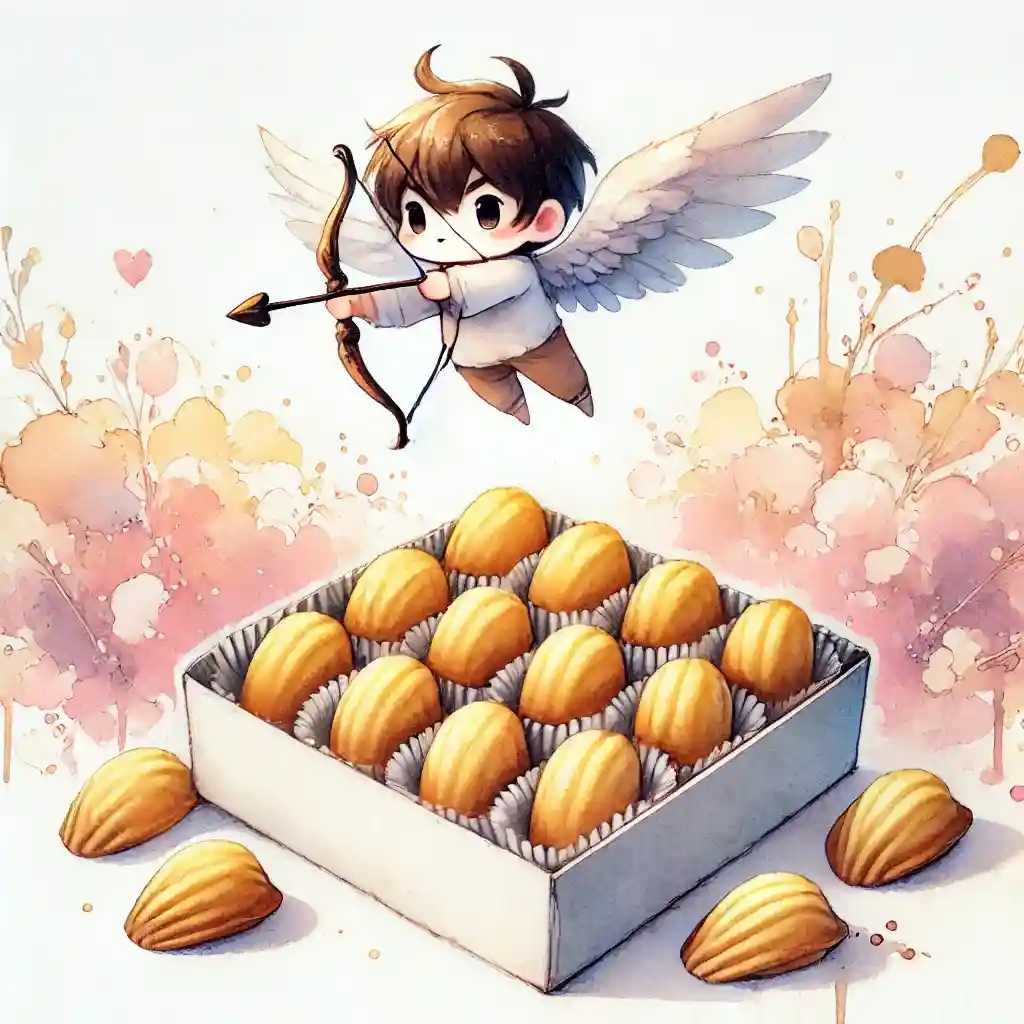 マドレーヌの上を飛ぶキューピッド