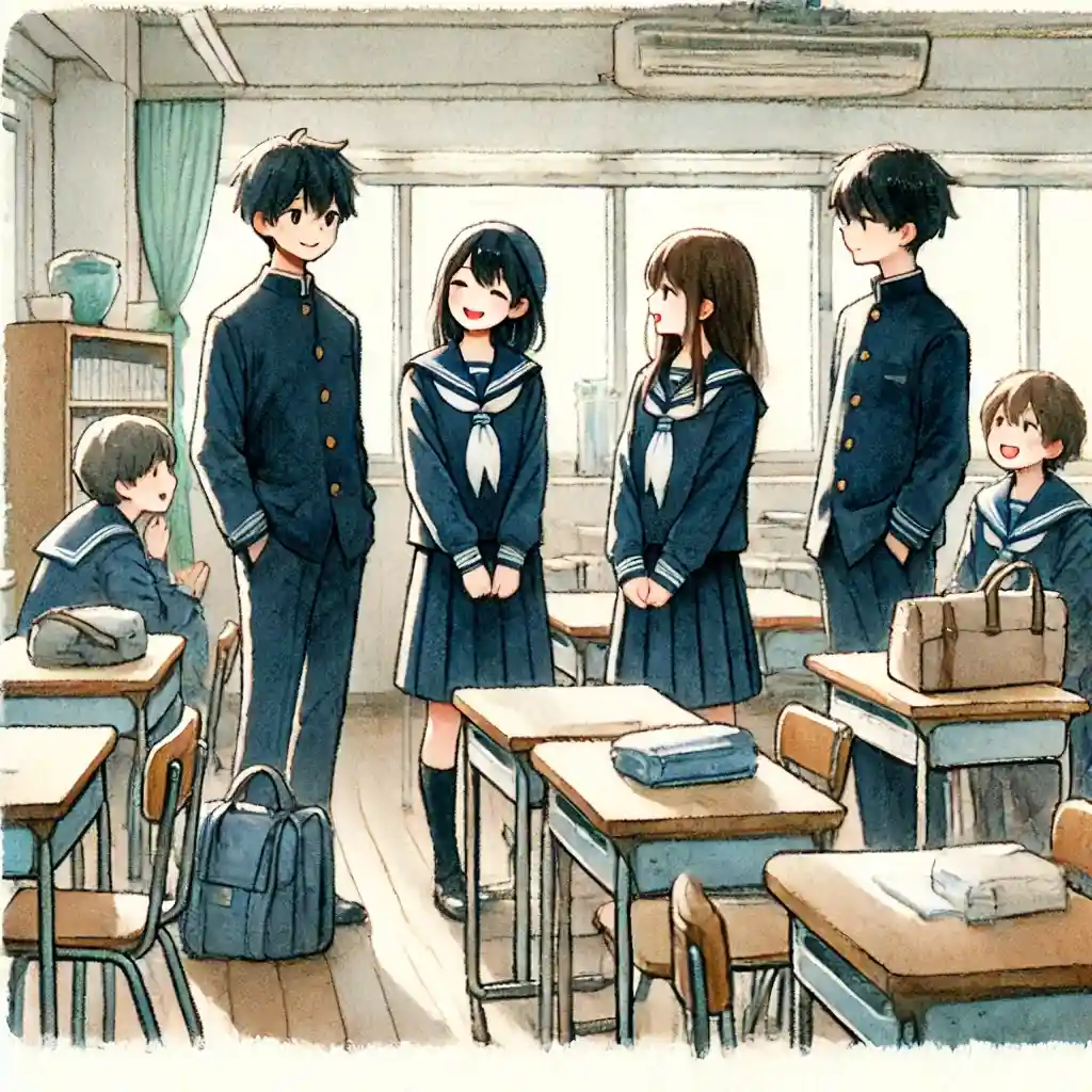 談笑している中学生