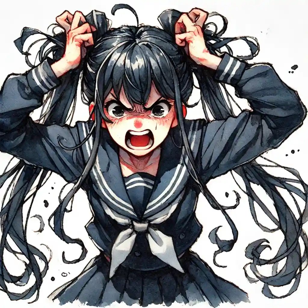 怒っている女子