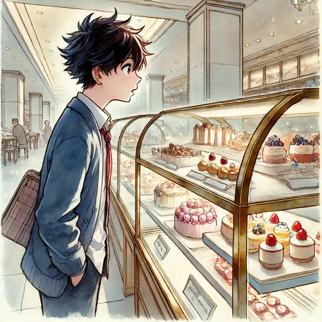 選んでいる中学生男子