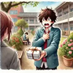 おっかなびっくりホワイトデーを渡す中学生男子