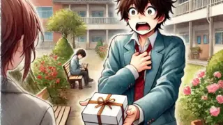 おっかなびっくりホワイトデーを渡す中学生男子
