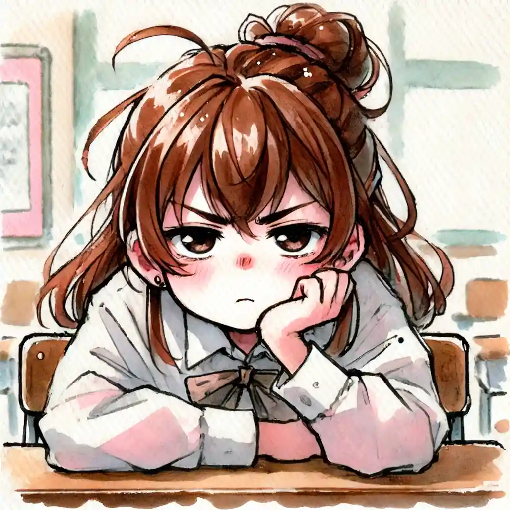 怒っている中学生女子