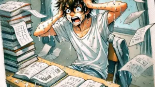 パニクっている中学生男子