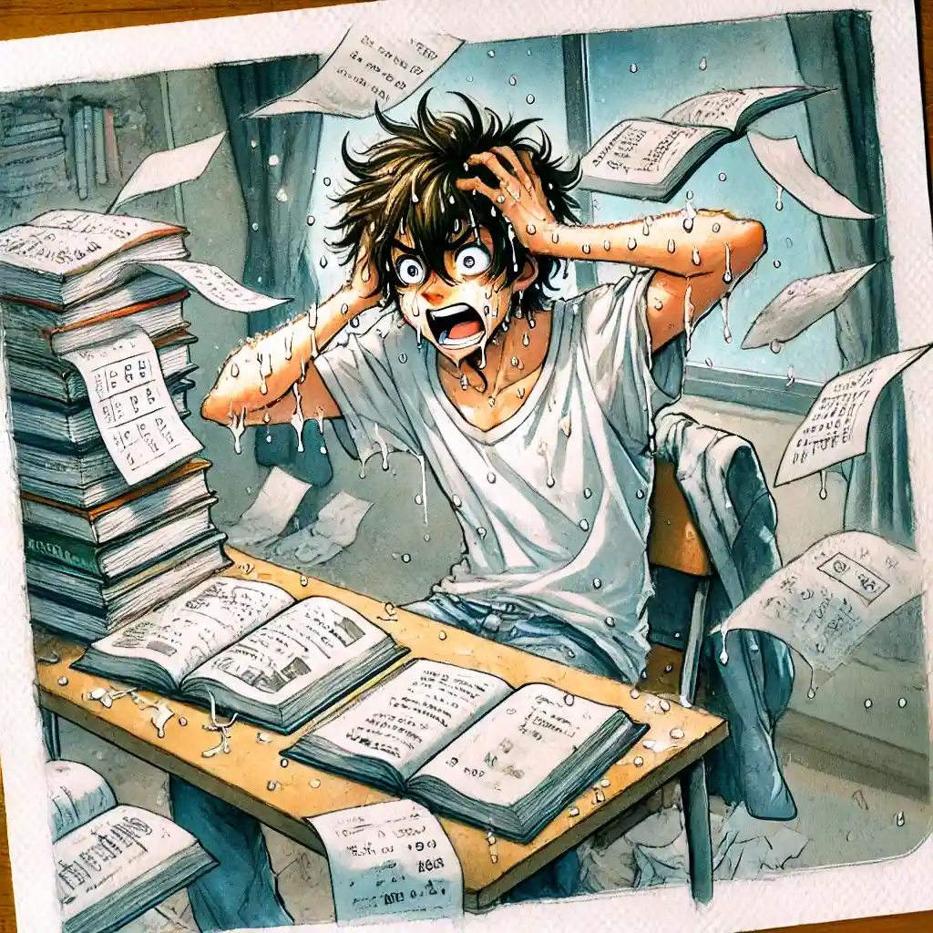 パニクっている中学生男子