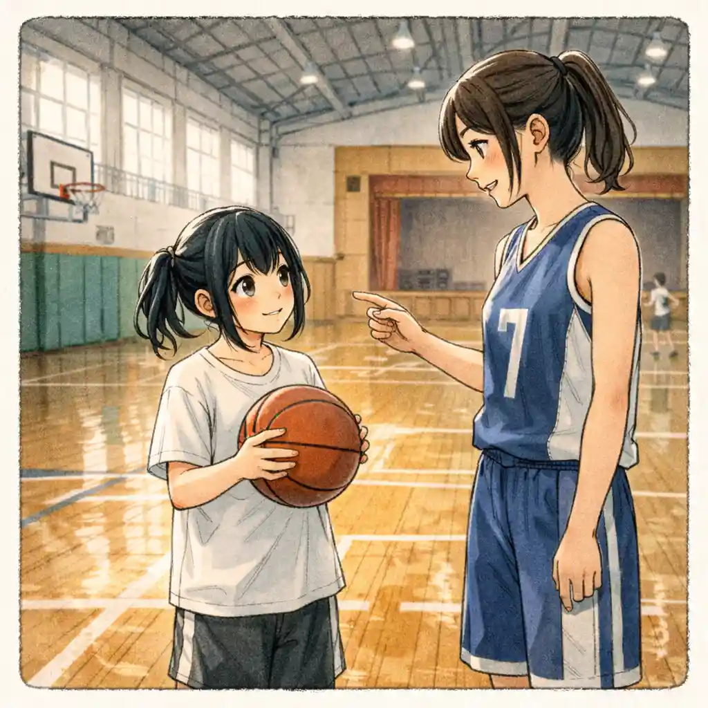 先輩にアドバイスもらう新入生