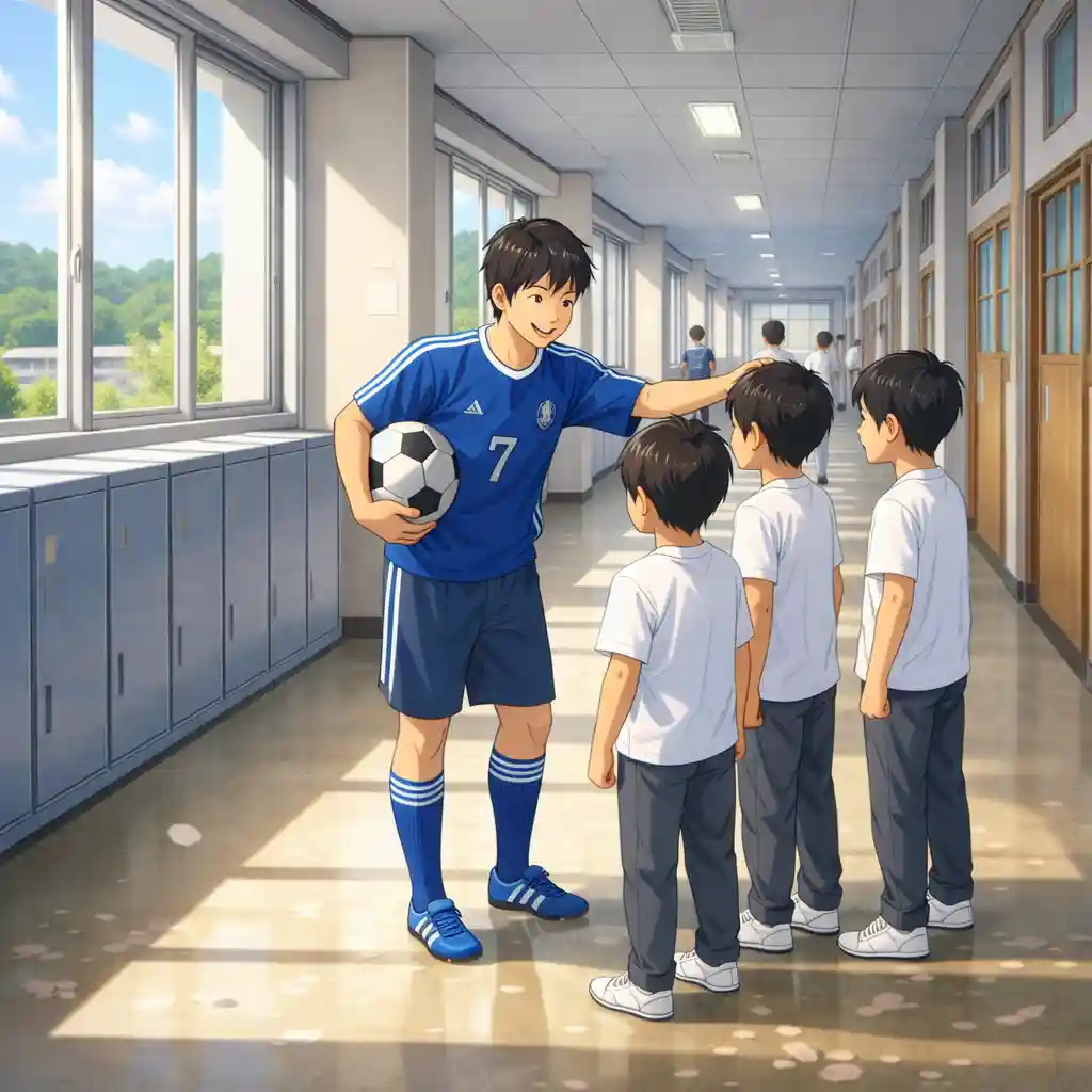 学校の廊下で声をかける先輩