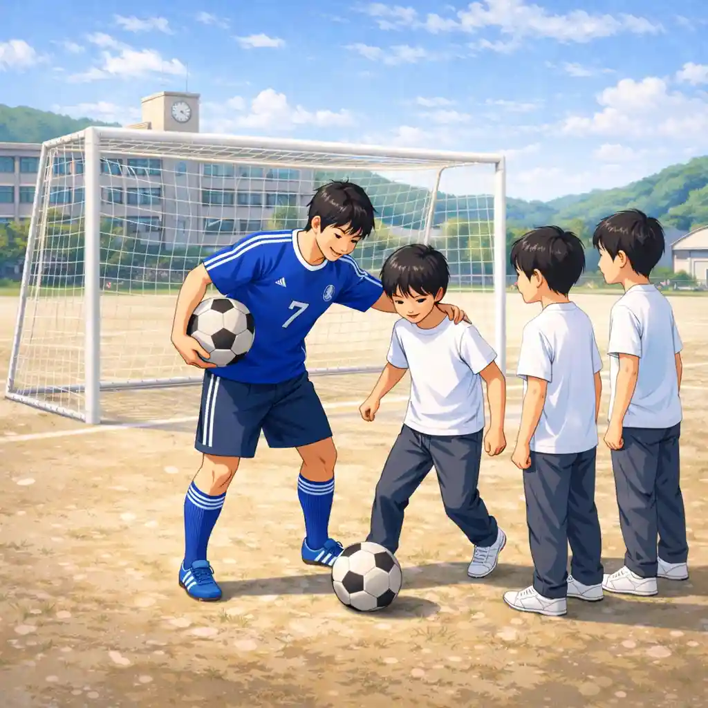 新入生に教えている先輩