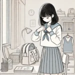 投稿準備をしている中学生女子