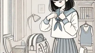 投稿準備をしている中学生女子