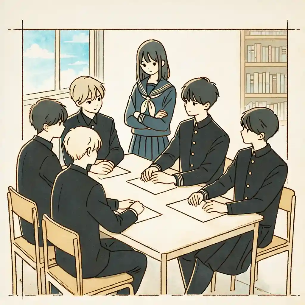 会議している生徒会