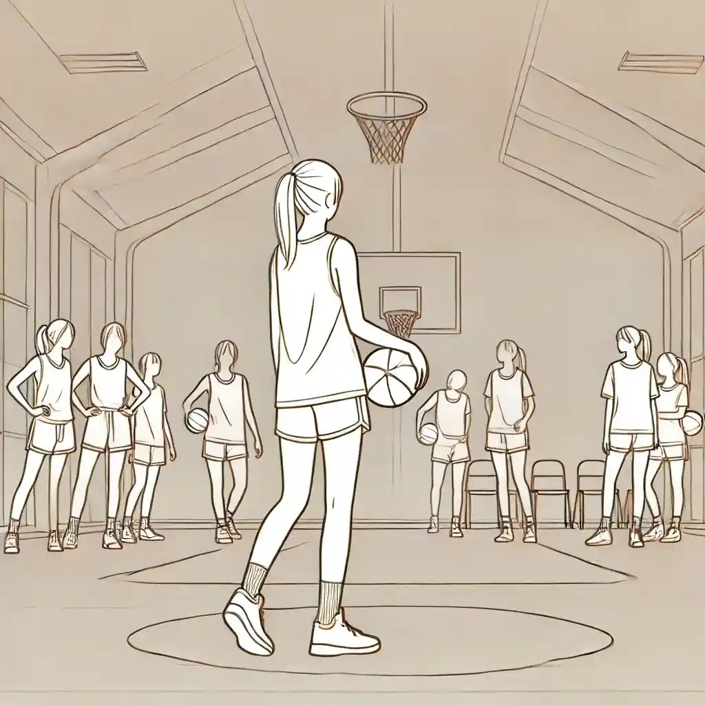 女子バスケット部　練習中