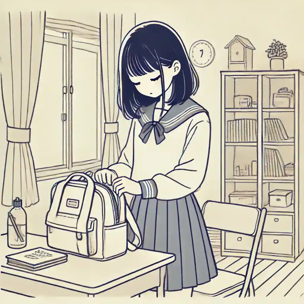 投稿を準備している中学生女子