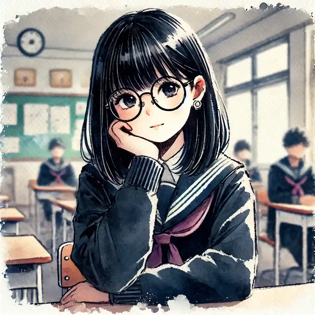 文章を考えている中学生女子