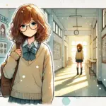 紹介文を考えている中学生女子