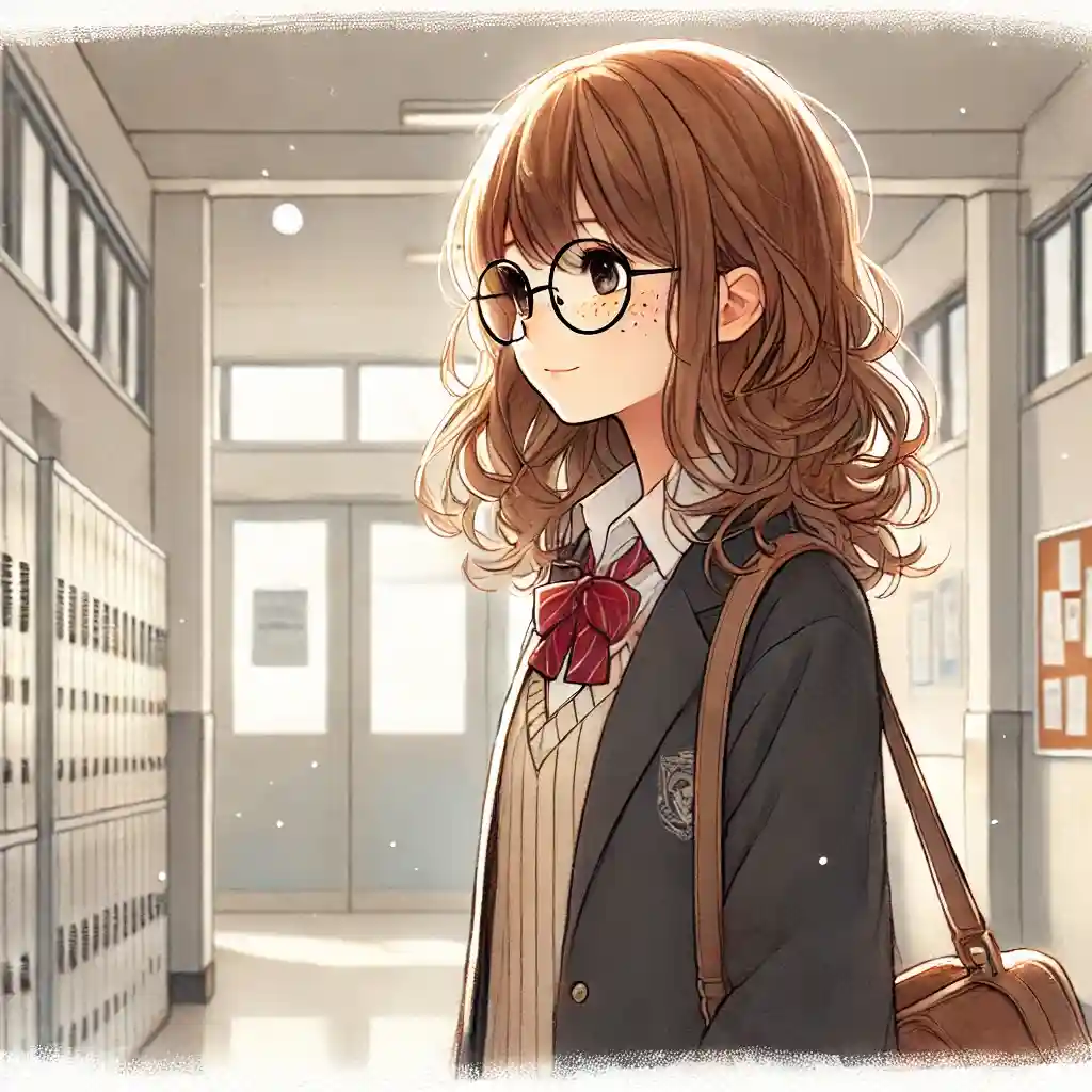 廊下にいる中学生女子