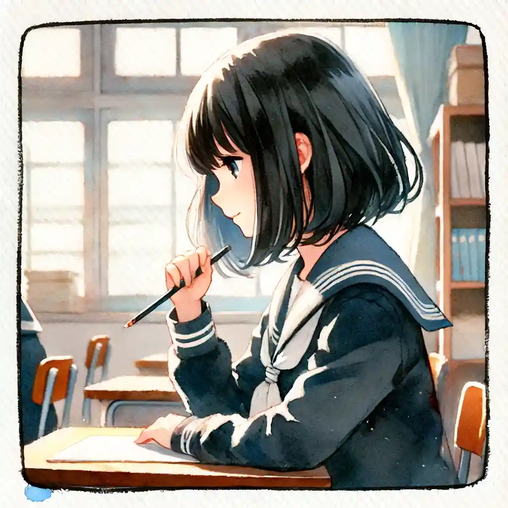 紹介文を考えている女子