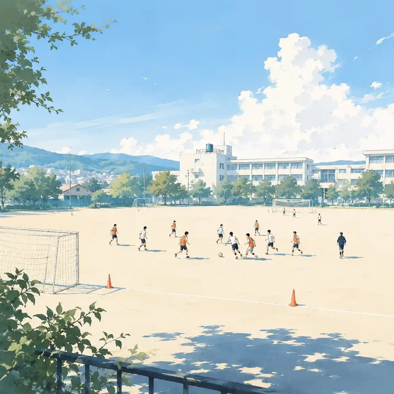 サッカー部練習している