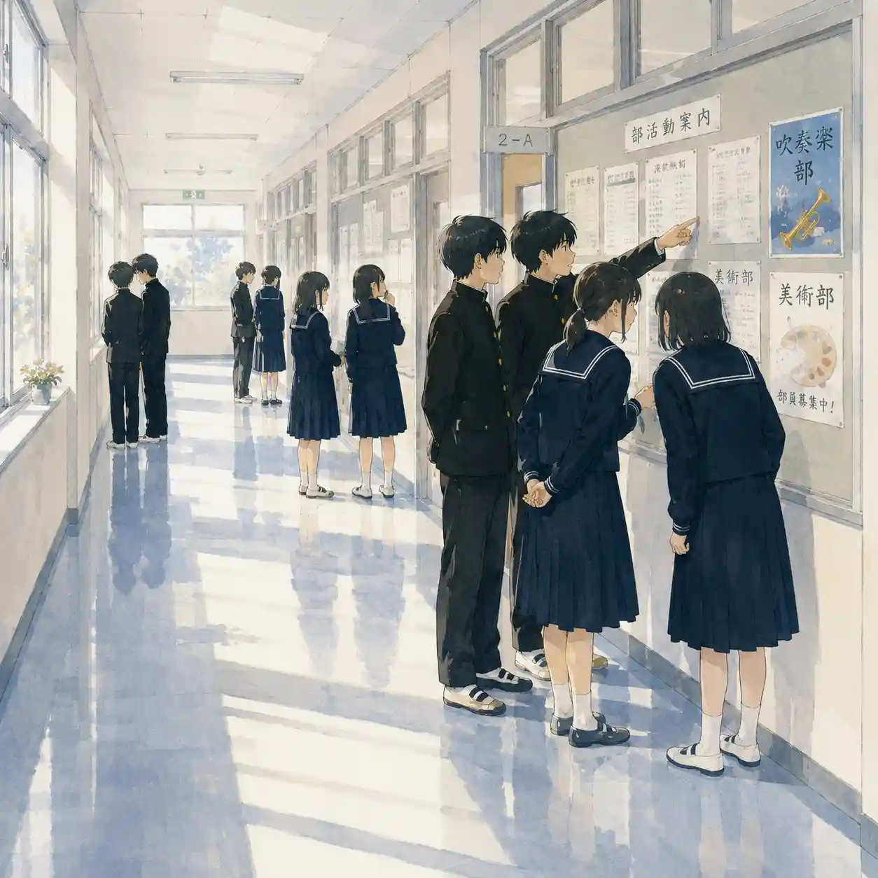 フリーハンドで描いた輪郭、大胆に単純化した造形　最小限の書き込み　アバウトで多少歪んだ被写体　粘りがあるガッシュで筆のタッチを残しながら着色　輪郭からはみ出たり　掠れたりしている　古いポスターのようなテクスチャを加えるみている新入生