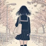 中学校に初めて登校する中学生女子