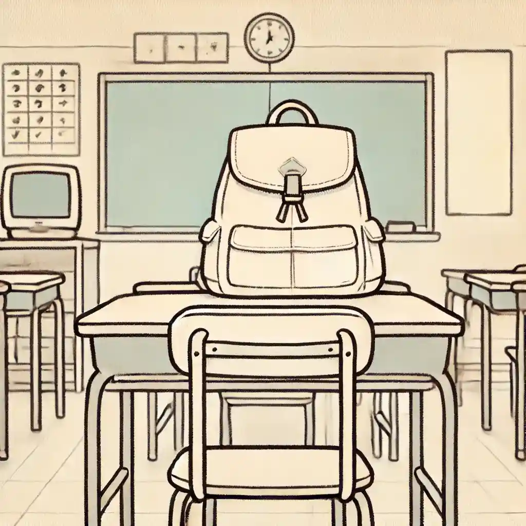 机の上に通学用バッグ