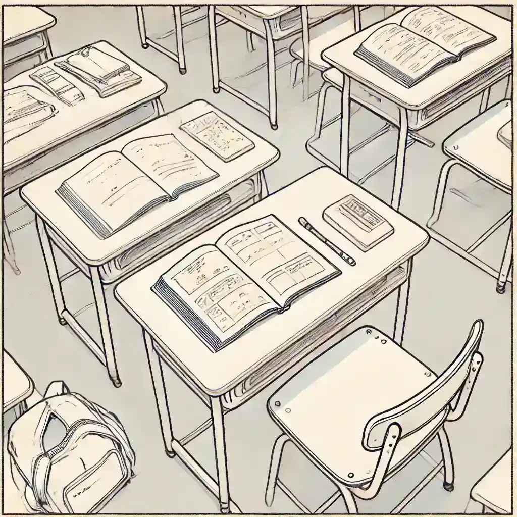 中１生の机の上