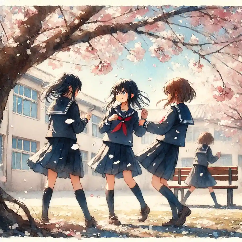 ふざけ合っている中学生女子