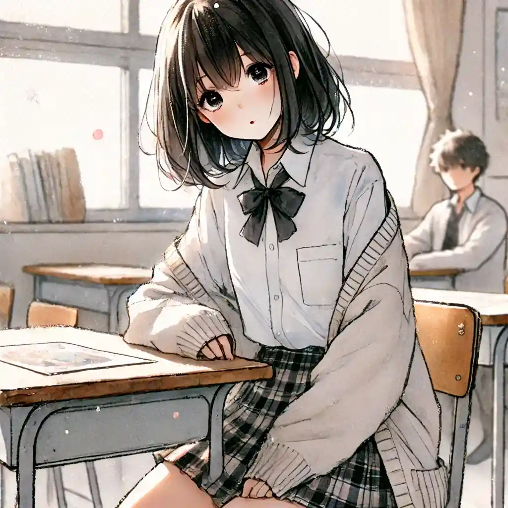 休み時間の中学生女子