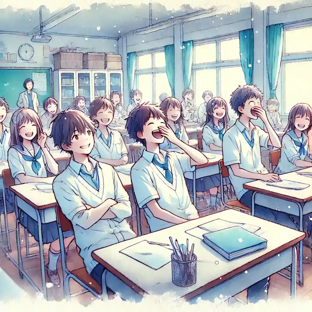 爆笑している生徒たち
