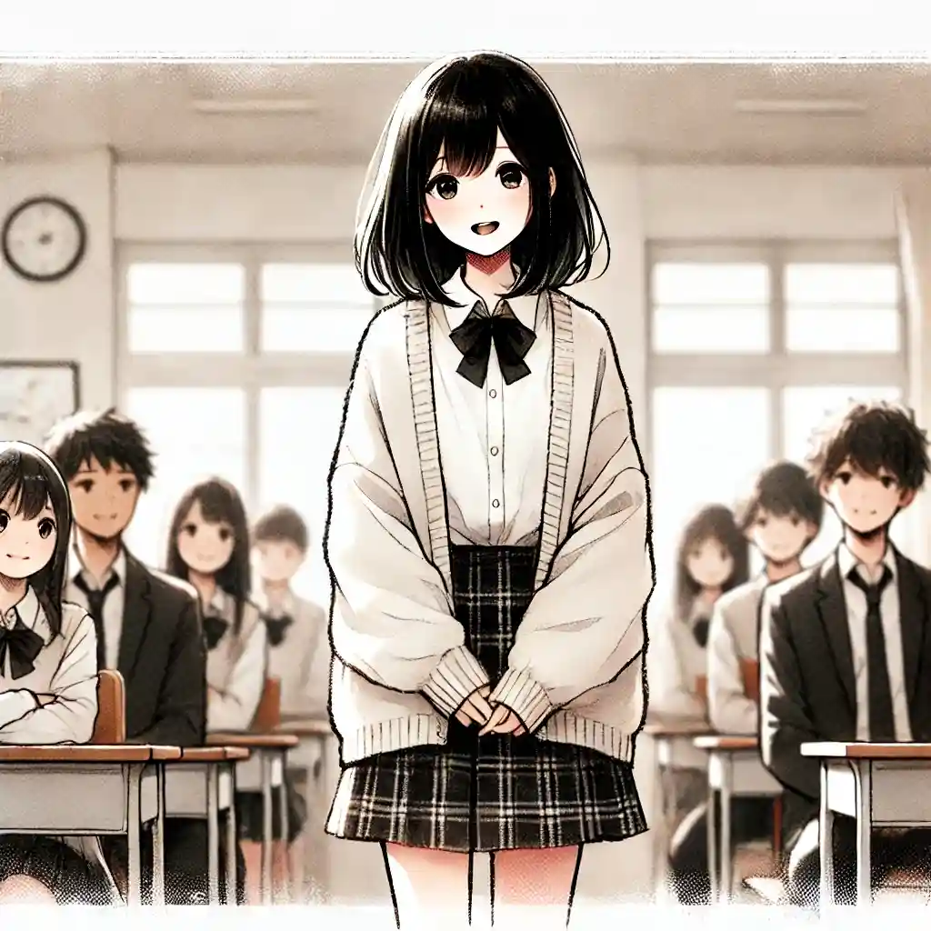 自己紹介をしている中学生女子