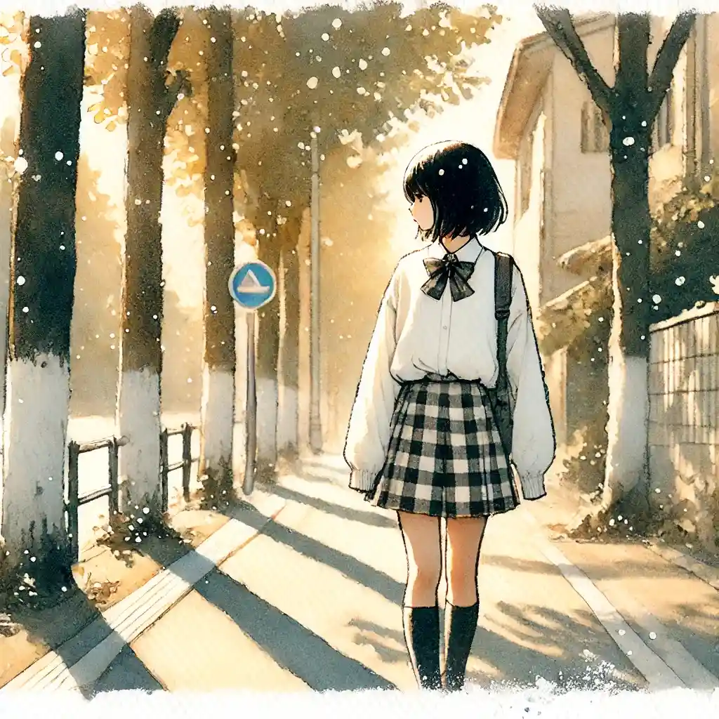 通学中の中学生女子