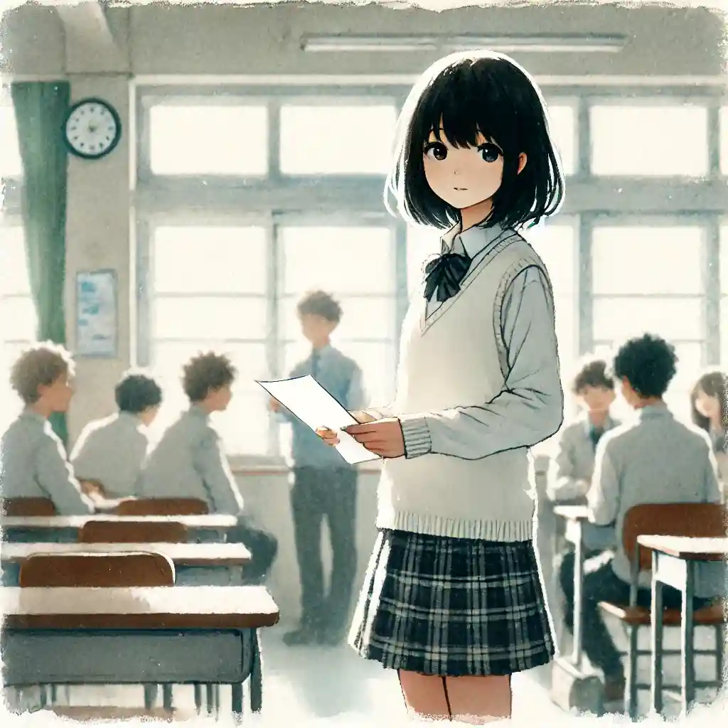 キャッチコピーを考えている中学生女子