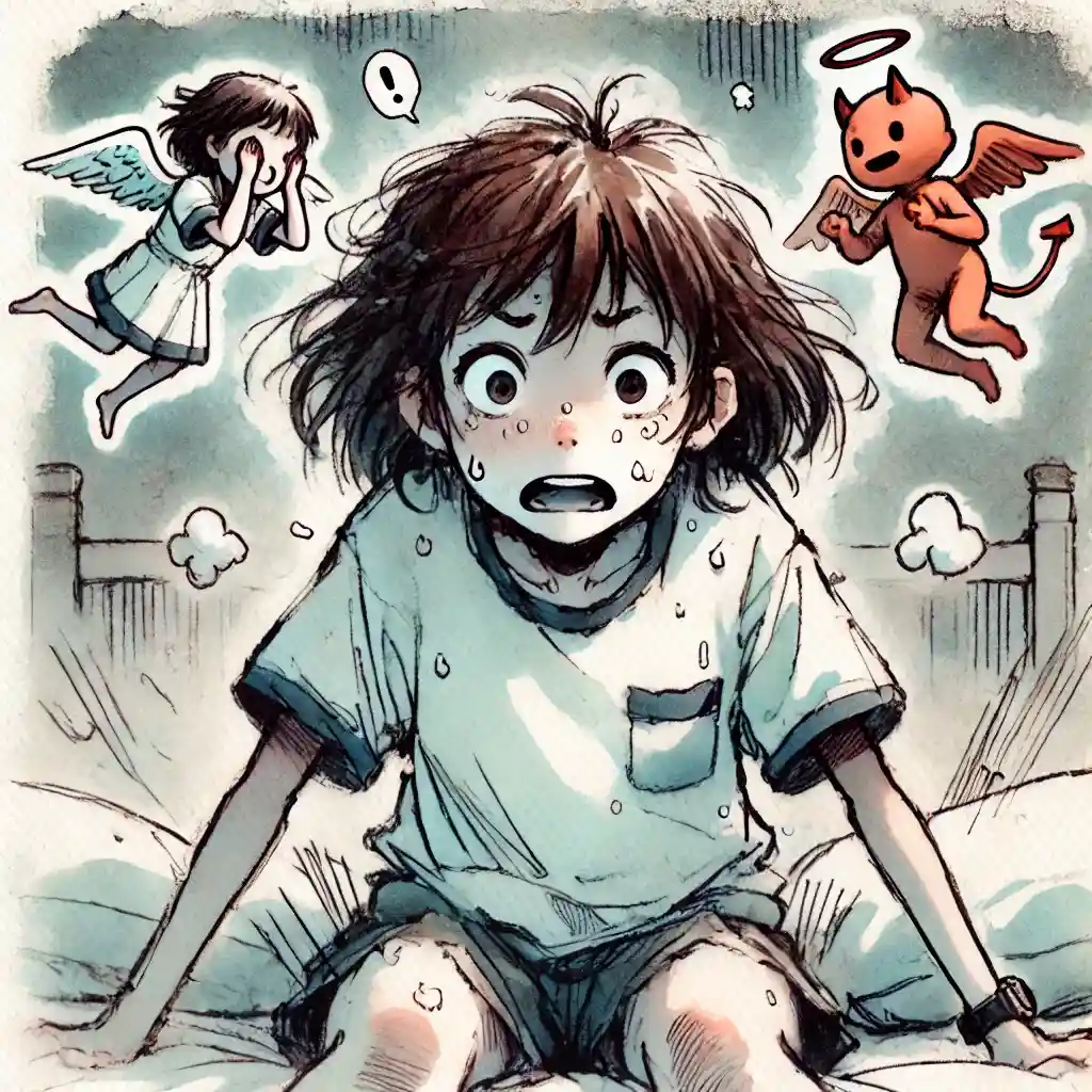 天使と悪魔が頭の中で戦っている女子