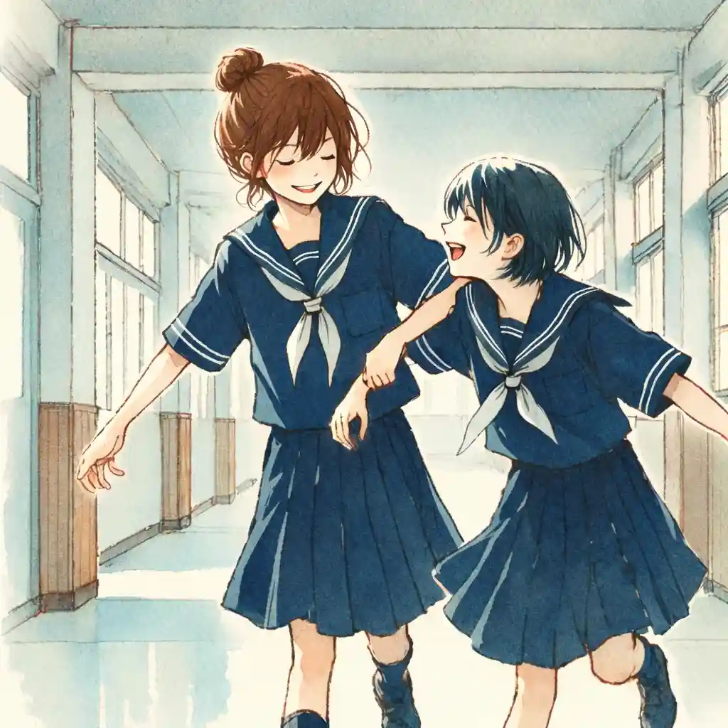 友達とふざけている女子