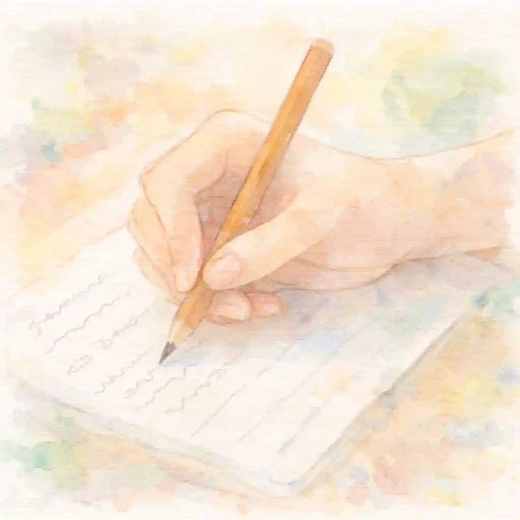 メモしている手元