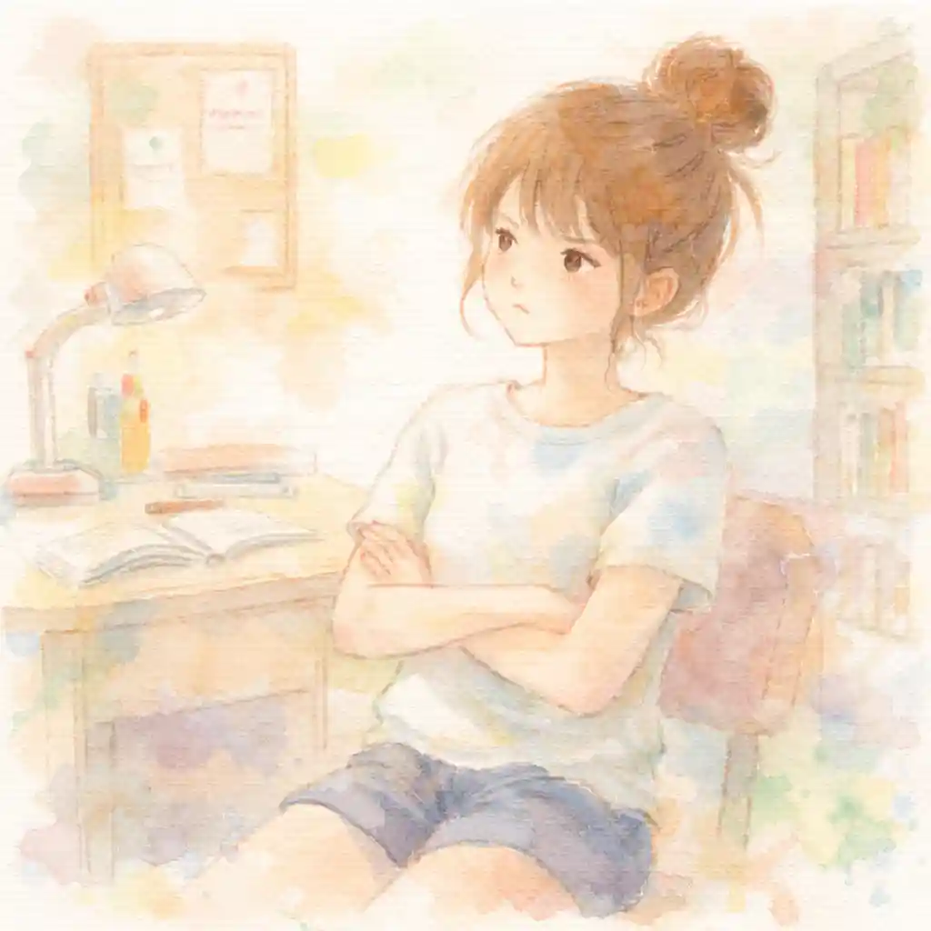 書き出しを考えている中学生女子