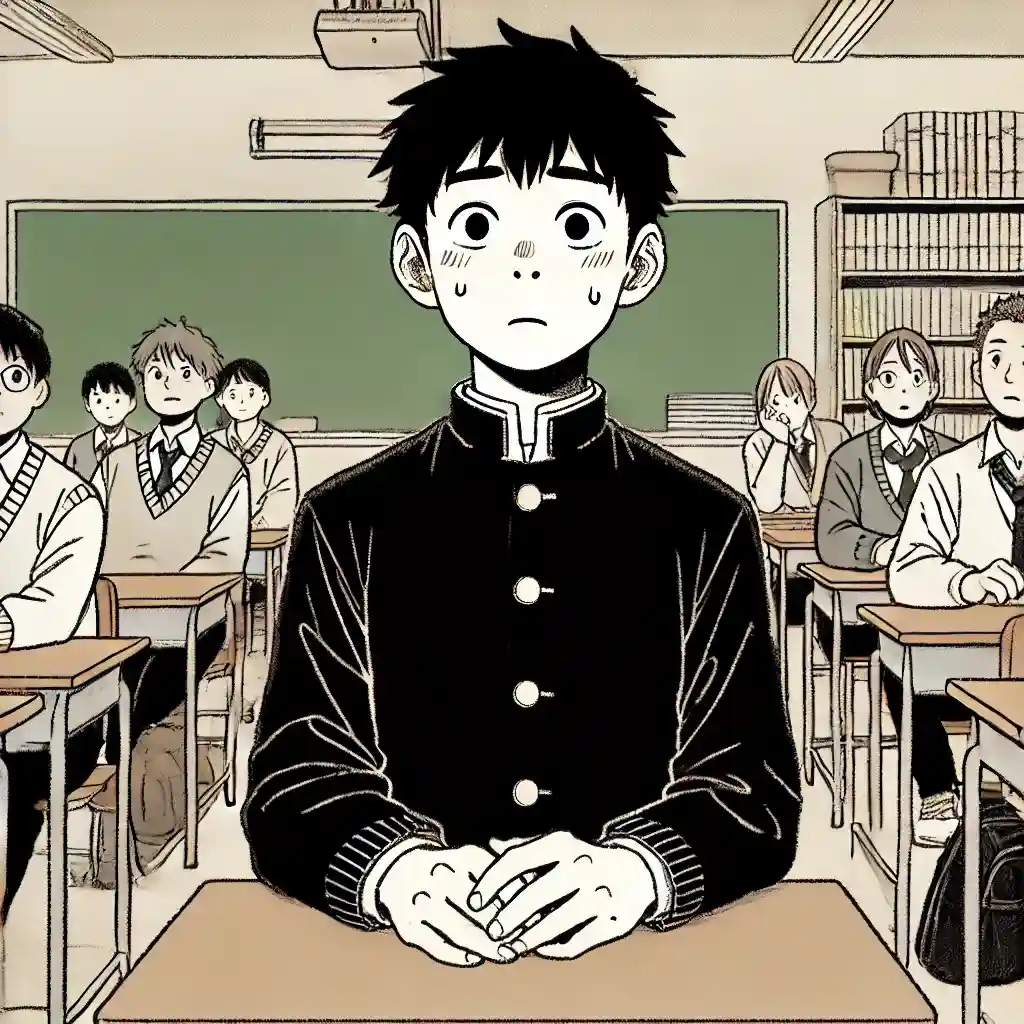 授業中緊張している中学生男子