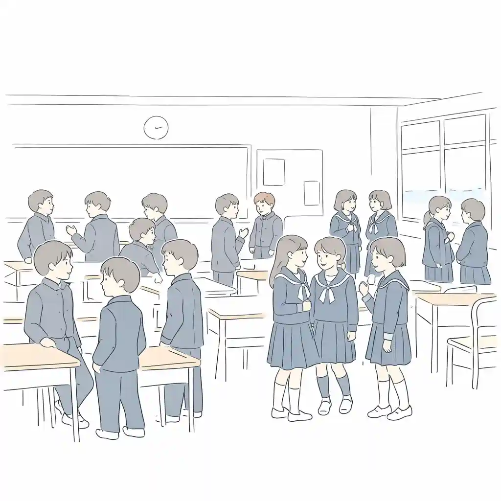 教室内　中学生たち