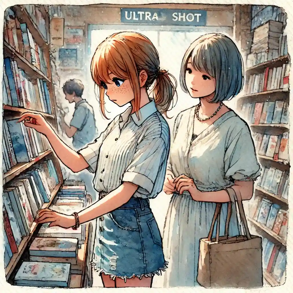 本はお母さんが一緒に選んでいる中学生女子