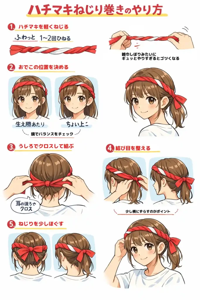 ねじりハチマキのまきかた
