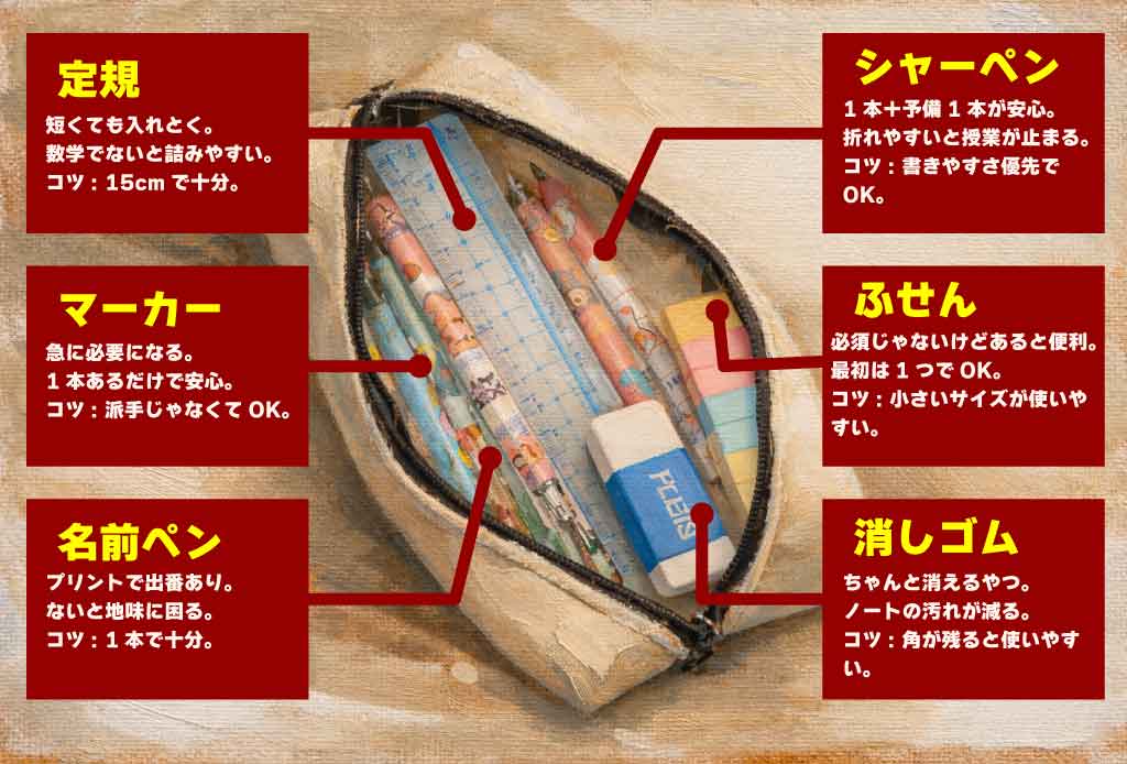 ダサくない筆箱の中身