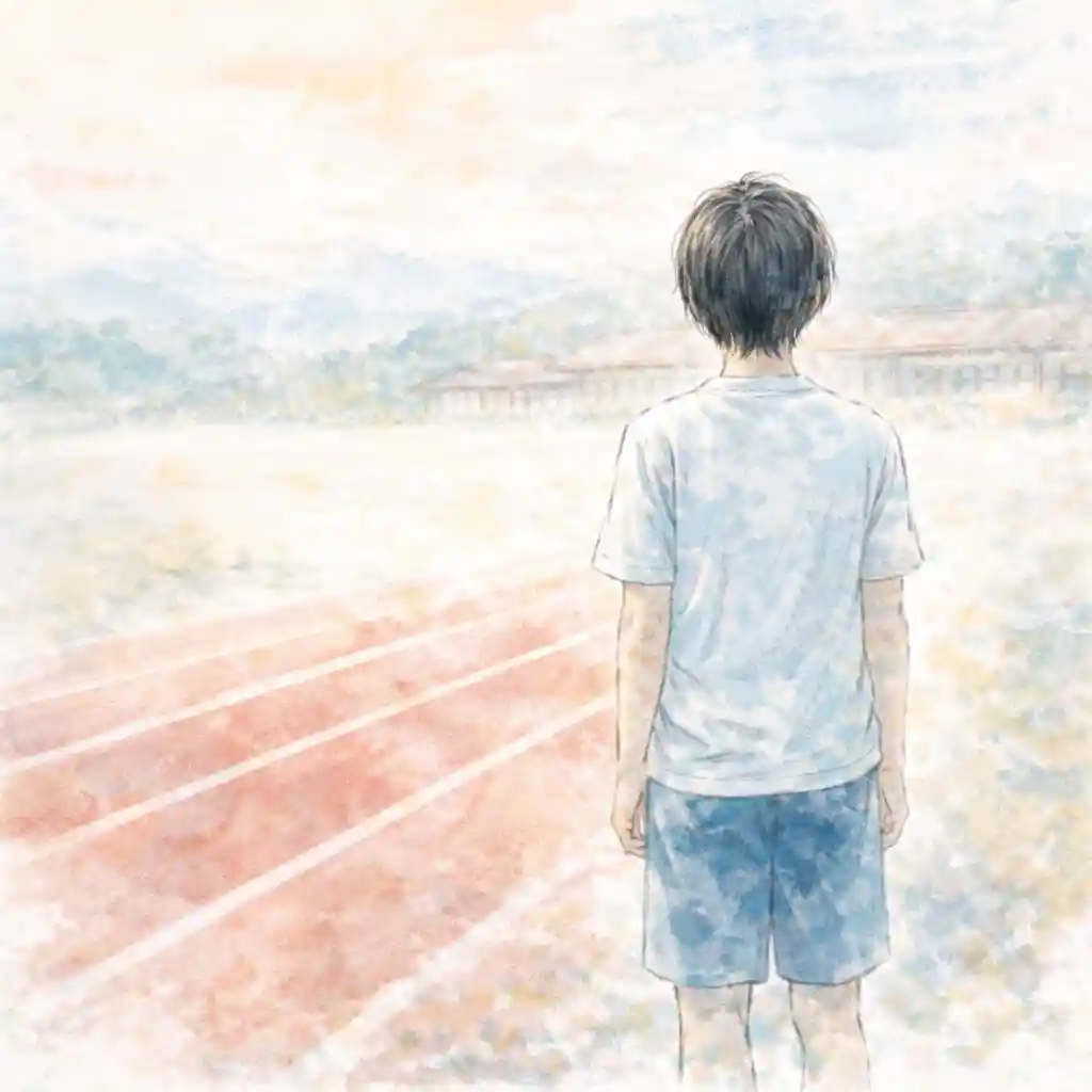 佇む中学生男子