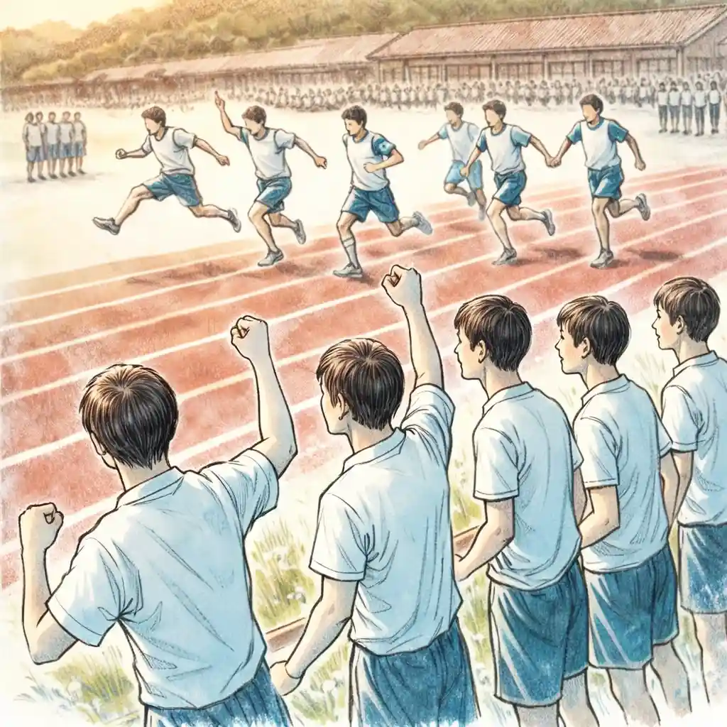 リレーを応援している応援席