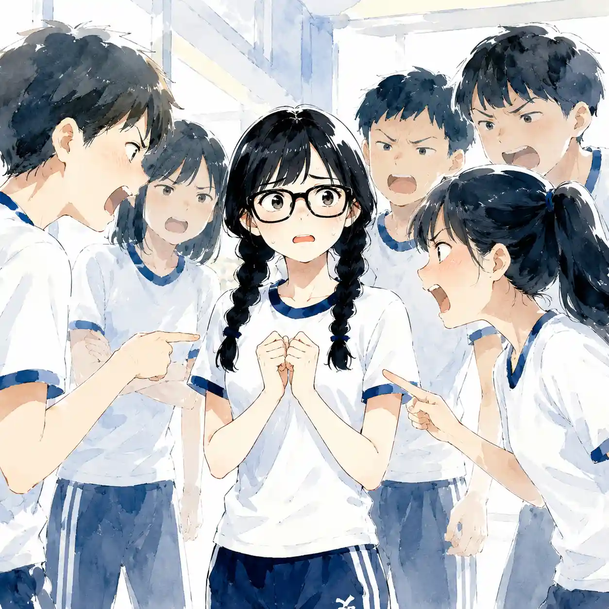 クラスメイトに攻められている女子 
