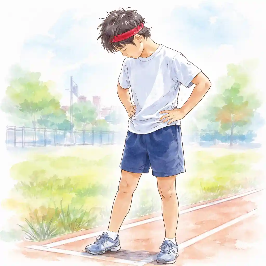 スタート地点で緊張している男子