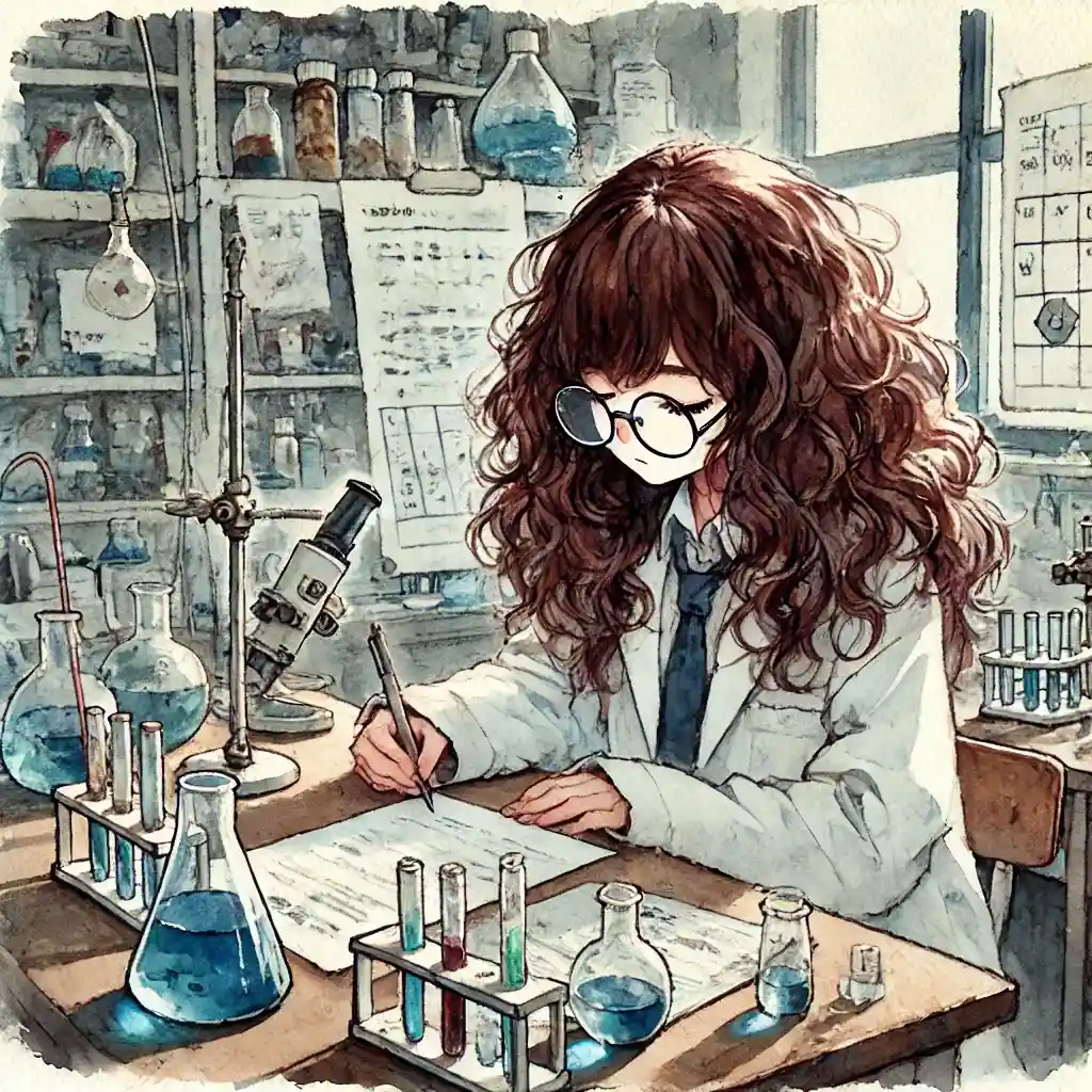 レポートを書く中学生女子