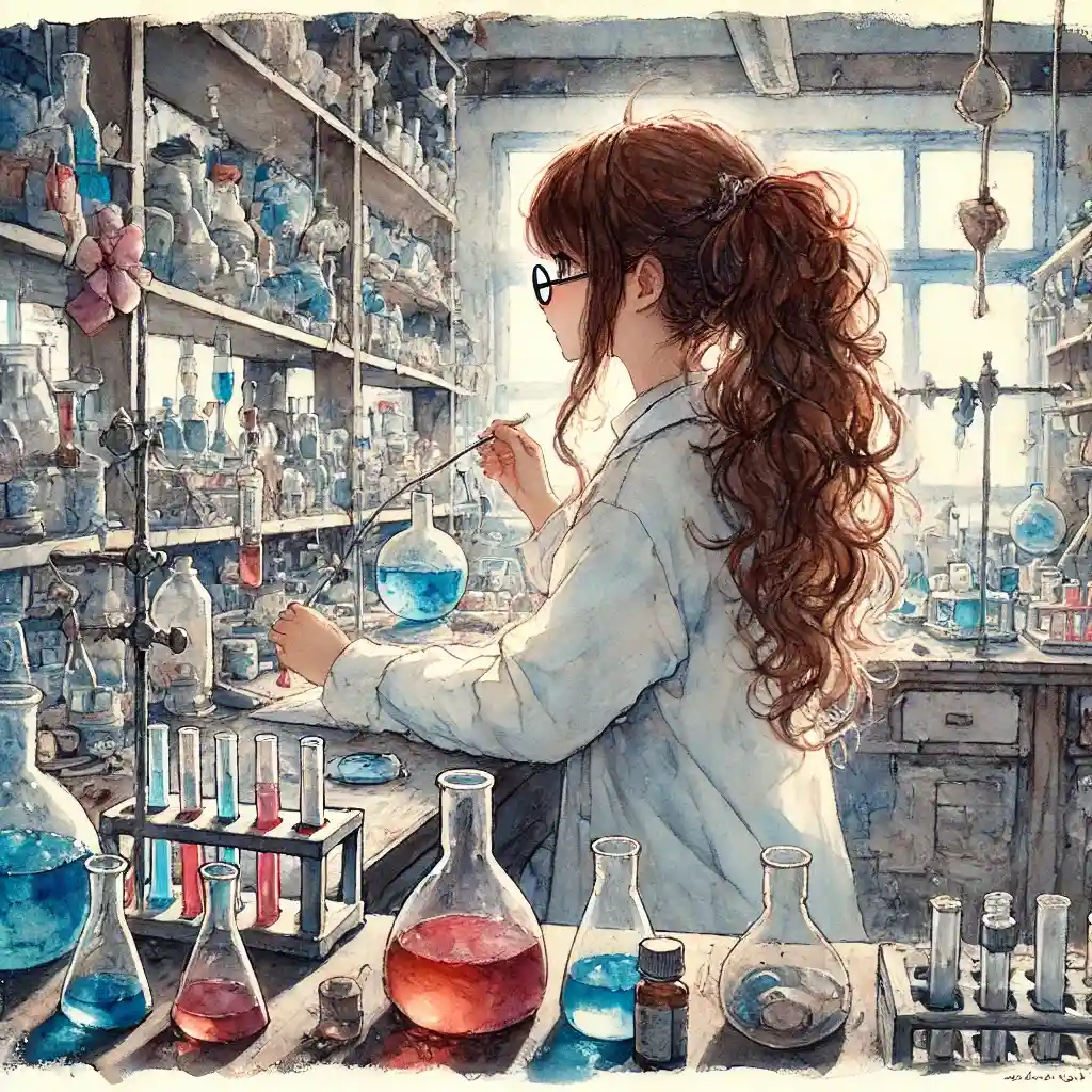 実験室の中学生女子