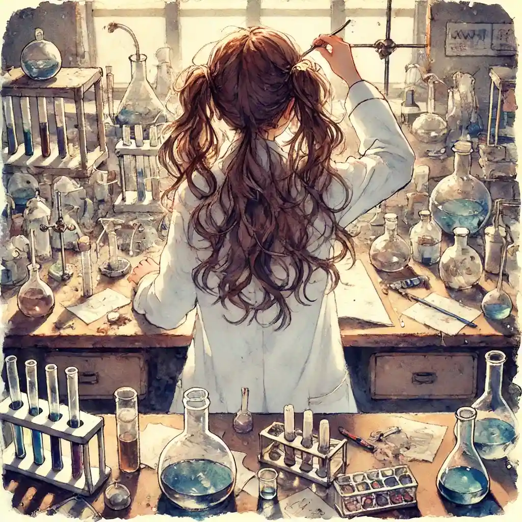 実験室の中学生女子